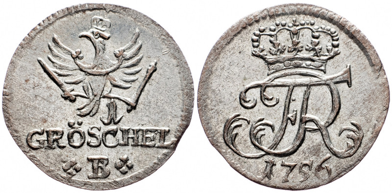 Friedrich II., Groschel 1756, Breslau Friedrich II., Groschel 1756, Breslau, 0,5...