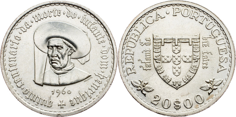 Portugal, 20 Escudos 1960 Portugal, 20 Escudos 1960, Ag, KM# 589|V Centenary of ...