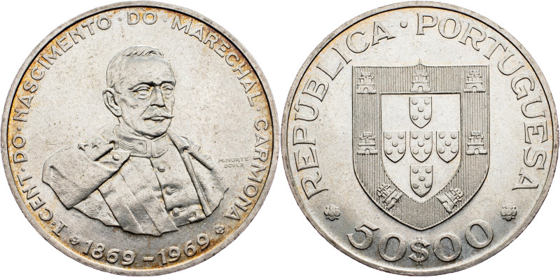 Portugal, 50 Escudos 1969 Portugal, 50 Escudos 1969, Ag, KM# 599|Centenary of th...