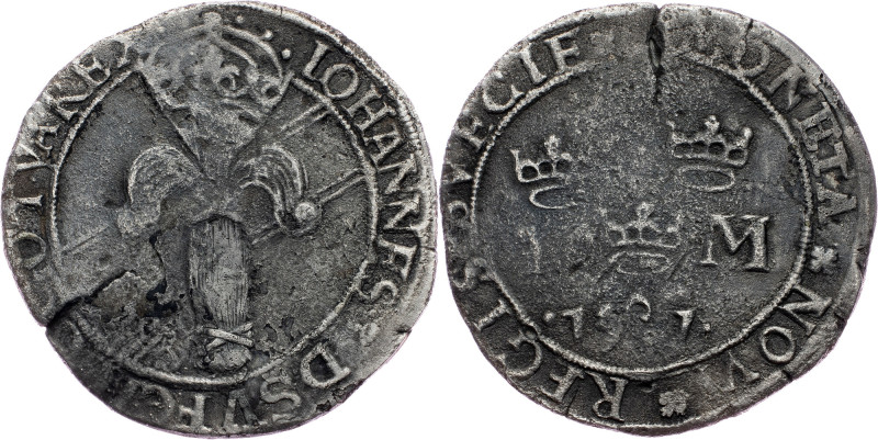 Sweden, 1 Mark 1591, Stockholm Sweden, 1 Mark 1591, Stockholm, 5,876 g, Ag, Robe...