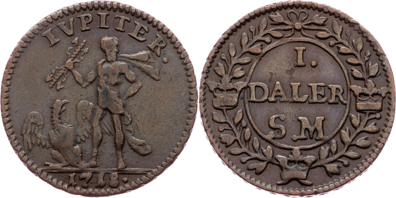 Sweden, 1 Daler 1718 Sweden, 1 Daler 1718, KM# 361|toned; VF

Grade: VF