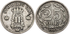 Sweden, 25 Ore 1907