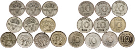Sweden, 10 Ore 1930, 1935, 1938, 1941, 1942, 1953, 1955, 1956, 1959, 1960