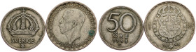 Sweden, 50 Ore, 1 Krona 1944, 1948