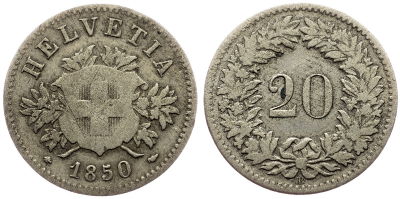 Switzerland, 20 Rappen 1850, Strasbourg Switzerland, 20 Rappen 1850, Strasbourg,...
