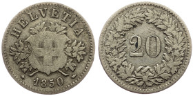 Switzerland, 20 Rappen 1850, Strasbourg