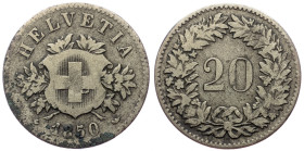 Switzerland, 20 Rappen 1850, Strasbourg