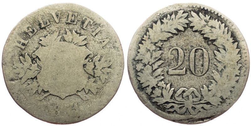 Switzerland, 20 Rappen 1851, Strasbourg Switzerland, 20 Rappen 1851, Strasbourg,...