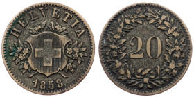 Switzerland, 20 Rappen 1858, Bern