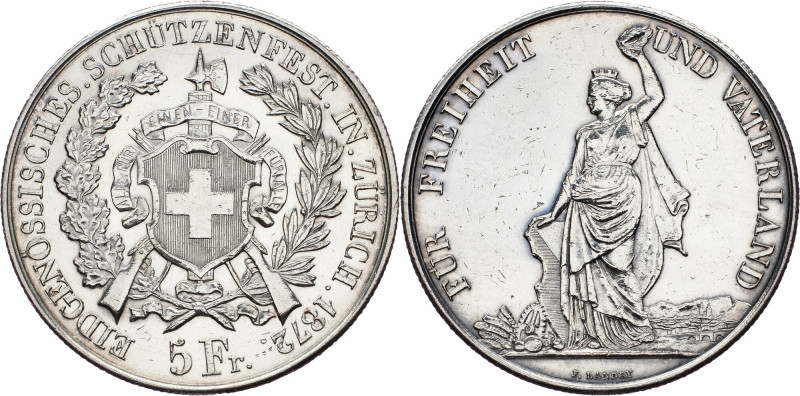 Switzerland, 5 Francs 1872, Zurich Switzerland, 5 Francs 1872, Zurich, Ag, HMZ 2...
