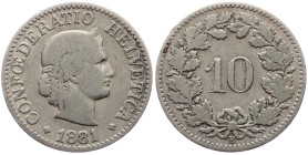 Switzerland, 10 Rappen 1881, Bern