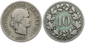 Switzerland, 10 Rappen 1881, Bern