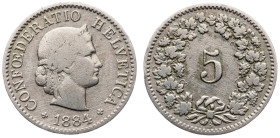 Switzerland, 5 Rappen 1884, Bern