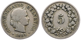 Switzerland, 5 Rappen 1884, Bern