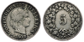 Switzerland, 5 Rappen 1908, Bern