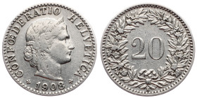 Switzerland, 20 Rappen 1908, Bern