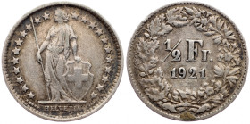 Switzerland, 1/2 Franc 1921, Bern