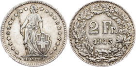 Switzerland, 2 Francs 1945