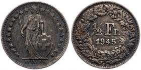 Switzerland, 1/2 Franc 1945, Bern