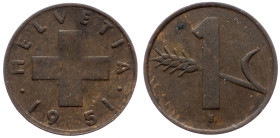 Switzerland, 1 Rappen 1951, Bern