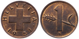 Switzerland, 1 Rappen 1951, Bern