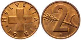 Switzerland, 2 Rappen 1951, Bern