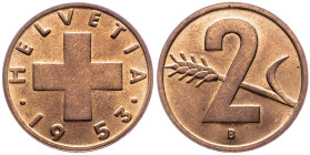 Switzerland, 2 Rappen 1953, Bern