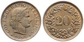 Switzerland, 20 Rappen 1954, Bern