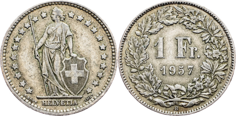 Switzerland, 1 Franc 1957 Switzerland, 1 Franc 1957, Ag, KM# 24; VF+

Grade: V...