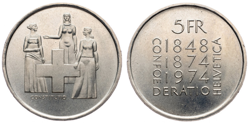 Switzerland, 5 Francs 1974, Bern Switzerland, 5 Francs 1974, Bern, KM# 52; UNC
...