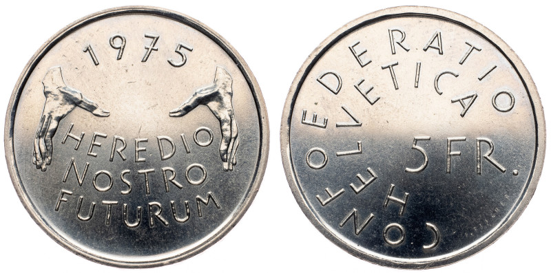 Switzerland, 5 Francs 1975, Bern Switzerland, 5 Francs 1975, Bern, KM# 53; UNC
...