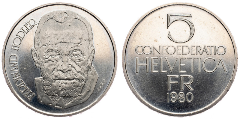 Switzerland, 5 Francs 1980, Bern Switzerland, 5 Francs 1980, Bern, KM# 59; UNC
...