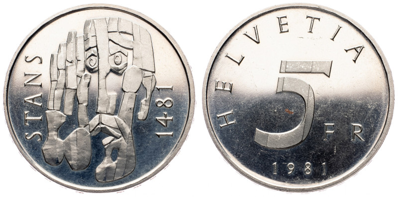 Switzerland, 5 Francs 1981, Bern Switzerland, 5 Francs 1981, Bern, KM# 60; PROOF...