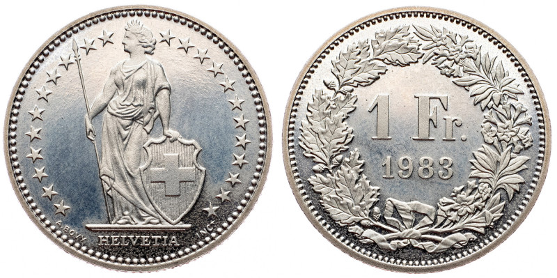 Switzerland, 1 Franc 1983, Bern Switzerland, 1 Franc 1983, Bern, KM# 24a.1; PROO...