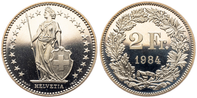Switzerland, 2 Francs 1984, Bern Switzerland, 2 Francs 1984, Bern, KM# 21a.3; UN...
