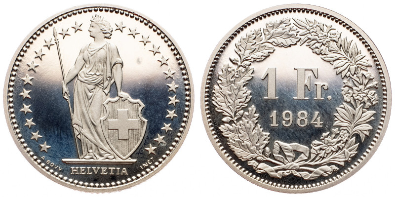 Switzerland, 1 Franc 1984, Bern Switzerland, 1 Franc 1984, Bern, KM# 24a.1; PROO...