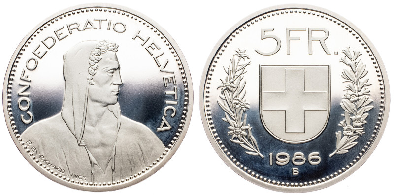 Switzerland, 5 Francs 1986, Bern Switzerland, 5 Francs 1986, Bern, KM# 40a.3; PR...