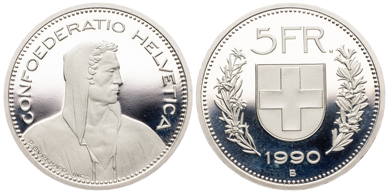 Switzerland, 5 Francs 1990, Bern Switzerland, 5 Francs 1990, Bern, KM# 40a.3; PR...