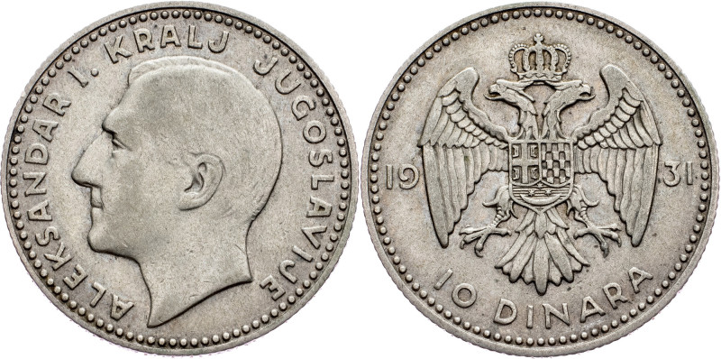 Yugoslavia, 10 Dinara 1931 Yugoslavia, 10 Dinara 1931, Ag, KM# 10; VF+

Grade:...