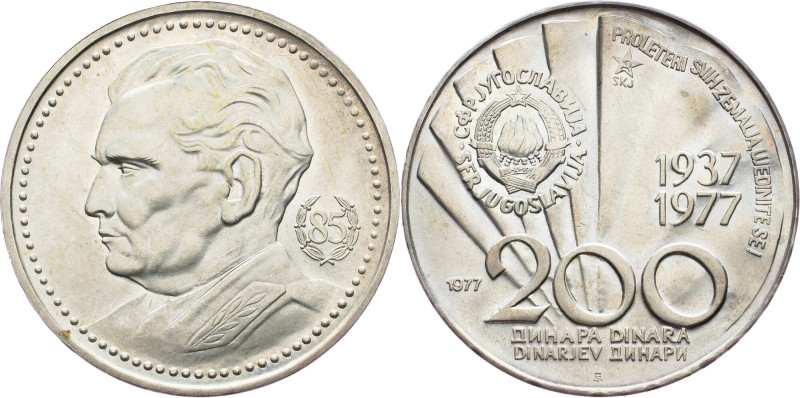 Yugoslavia, 200 Dinara 1977 Yugoslavia, 200 Dinara 1977, Ag, KM# 64|Mint luster,...