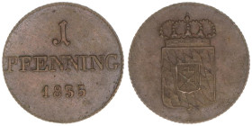 Ludwig I. 1825-1848
Bayern. 1 Pfennig, 1835. 1,29g
AKS 93
vz+