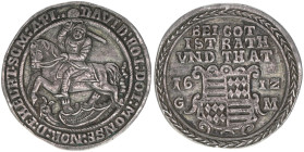 David 1593-1628
Mansfeld-Hinterortische Linie, Grafschaft. Reichstaler, 1612. Eisleben
19,33g
Dav.6977
vz