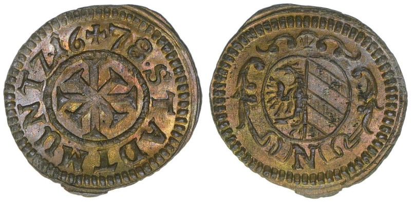 Kreuzer, 1678
Nürnberg Reichsstadt. 0,72g. vz/stfr