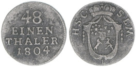 Franz Friedrich Anton 1800-1806
Sachsen. 1/48 Taler, 1804. 1,17g
Meuseburger 3699
ss