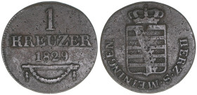 Bernhard II. Erich Freund 1803-1866
Sachsen Meiningen. 1 Kreuzer, 1829. 4,78g
AKS 203
ss-
