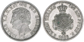 Johann 1854-1873
Sachsen. 1/6 Taler, 1866 B. 5,32g
AKS 142
vz