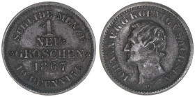 Johann 1854-1873
Sachsen. 1 Neugroschen, 1867 B. 2,15g
AKS 148
ss
