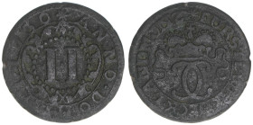 2 Pfennige, 1730
Waldeck, Grafschaft. 1,44g. Weingartner 757
ss-