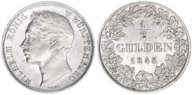 Wilhelm I. 1816-1864
Württemberg. 1/2 Gulden, 1848. von Voigt
5,28g
AKS 86
ss+