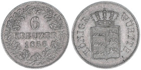 Wilhelm I. 1816-1864
Württemberg. 6 Kreuzer, 1856. 2,51g
AKS 100
ss/vz